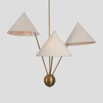 Italian Style Three Linen Shade Brass Ceiling Chandelier Pendant Light Fixture. Fixed Price $299.13.