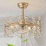 Ceiling 20 Inch Gold Caged With Light, Flower Chandelier Fan,. Fixed Price $139.40.