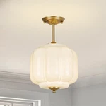 Clarsyne 9.4 Milk Glass Semi Flush Mount Ceiling Light Fixture Vintage Gold. Fixed Price $146.23.