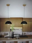 Uolfin 1-LIGHT Black & Plated Gold Pendant With Transitional Design Shade. Fixed Price $67.95.