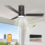 Oponl 42 Wall Mount Ceiling Fan Light Remote Control Flush Noiseless Black. Fixed Price $58.59.