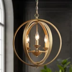 Uolfin Modern 18 In. Diameter Chandelier Pendant 3-LIGHT Gold Globe Cage. Fixed Price $91.99.