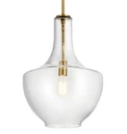 $245 New Kichler Everly 42046NBR Pendant Light W/bell Glass Shade Natural Brass. Fixed Price $144.95.