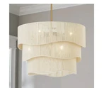 Rrtyo Knuth 6-LT 3-TIERED Modern Drum Handwoven Ivory Rope Fabric Chandelier. Fixed Price $357.50.