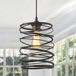 Lnc LLAAU2HL13291MI Farmhouse Bronze Pendant Cage Drum Light With Spiral Metal. Fixed Price $44.99.