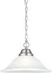 Millbridge 1-LIGHT Pendant Light, Satin Nickel Finish, Alabaster Glass Shade, Di. Fixed Price $90.99.