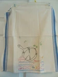 Vintage Pure Linen Tea TOWEL-16" X 19"-HAND Embroidered Skillet/fish/salt/pepper. Fixed Price $14.00.