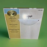 Hampton Bay, Semi-flush Mount Fixture, Nutmeg Finish, Faux Alabaster Glass Bowl. Fixed Price $19.99.