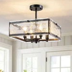 Tinhon 14.5 4-LIGHT Semi Flush Mount Ceiling Black Hammered Glass. Fixed Price $133.71.