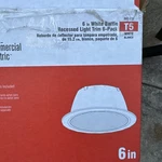 Commercial Electric 6 Inch White Baffle Recessed Light Trim T5 New. Fixed Price $7.00.