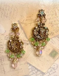 Kirk's Folly Bee Star Pink Green Crystal Chandelier Dangle Earrings. Fixed Price $36.00.