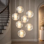 Stair Hanging Chandelier Round Crystal Pendant Lights Glass Ball Lamparas. Fixed Price $365.00.