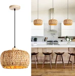 Boho Rattan Pendant Light 11.8" Hand-woven Seagrass Chandelier For Home. Fixed Price $113.99.