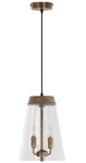 River Of Goods 9.75" Kinsley Glass & Mango Wood Shade 2 Light Pendant Fixture. Fixed Price $37.50.