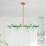 Crossio Mid Century Modern Gold Chandelier Green Glass Rectangle Pendant. Fixed Price $148.66.