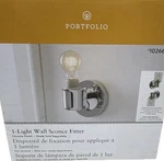 New Portfolio Wall Sconce Light Lamp Fixture Chrome Glass 1026681 Mount (F6. Fixed Price $5.96.