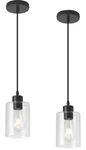Klss Modern Black Farmhouse Clear Glass Cylinder Pendant Light Fixture 2 Pack. Fixed Price $46.82.
