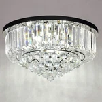 Black 8 Lights Round Modern Flush Mount Crystal Chandeliers. Fixed Price $203.69.