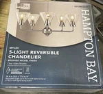 Hampton Bay Myles 5-LIGHT Reversible Chandelier Brushed Nickel Clear Glass Shade. Fixed Price $37.99.