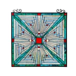 Chloe Lighting Innes Mission Tiffany-style Stained Glass Window Panel 26" Tall. Fixed Price $180.93.