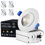 Sublimation 4 Packs 3 Inch Gimbal Led Recessed Light With Junction Box 10W,WATER. Fixed Price $77.79.