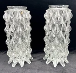 Pair Of Vintage Glass Brutalist Hanging Pendant Ceiling Light Covers Nemo 1972. Fixed Price $332.50.