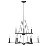 Monteaux Lighting Maverick 9-LIGHT Black Farmhouse Tiered Candle Chandelier. Fixed Price $44.63.