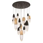 Eurofase Crou 22 Light Chandelier, Mixed Black/brass/clear 43860-043. Fixed Price $2770.00.