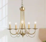 Lnc Modern 18.5" Matte Gold Chandelier 5-LIGHT Empire Candlestick Pendant. Fixed Price $55.99.