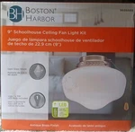 Boston Harbor 9" Schoolhouse Ceiling Fan Light Kit Antique Brass Finish. Fixed Price $22.00.