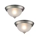 Commercial Electric 11" Brushed Nickel Light W/frosted Glass Shade (2-PACK) New. Fixed Price $25.47.