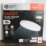 Commercial Electric LCN3002LM-01 12IN Led Flush Mount W/night Light Matte White. Fixed Price $27.99.