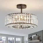 15 4 Lights Modern Crystal Chandelier Oil Rubbed Bronze Round Semi Flush Mount. Fixed Price $80.00.