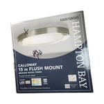 Hampton Bay Calloway 15" Led Flush Mount Light Fixture Brushed Nickel Dimmable. Fixed Price $38.21.