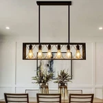 Kitchen Island Pendant Lighting 6-LIGHT Black Metal Industrial Bar Chandelier.... Fixed Price $138.33.