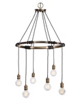 Uttermost Milo 6-LIGHT Industrial Ring Chandelier Antique Brass, Edison Bulbs. Fixed Price $75.00.