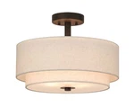 Drum Semi Flush Light 3 Mount Ceiling Fixture With Fabric. Fixed Price $122.95.