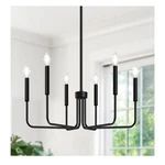 Lynnoland Modern 6-LIGHT Matte Black Farmhouse 28" Chandelier. Fixed Price $33.99.