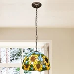 11.8 Inch Blue Sunflower Pattern Home Decoration Lamp, Tiffany Glass Pendant,new. Fixed Price $138.14.