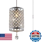Surpars House Plug-in Pendant Light Crystal Chandelier 14.8FT Cord E26 Max 60W. Fixed Price $43.97.