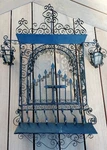 Vtg Wall Hanging Wrought Iron Gate Candle Holders Mizner Style World Spanish. Fixed Price $349.00.