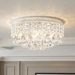 Maxax 4 Lights Crystal Chandelier, Modern Drum Ceiling 15"WX7.3"H, Chrome. Fixed Price $181.75.