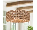 Lnc Modern 5-LIGHT Black Natural Rattan Drum Chandelier Farmhouse. Fixed Price $199.00.