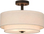 Modern 3-LIGHT Semi Flush Mount Ceiling With Fabric Shade Dark Bronze. Fixed Price $149.99.
