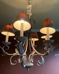 French Scrolled Acanthus Leaf Chandelier Iron Light 20X26H Vintage Rare *local. Fixed Price $72.00.