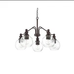 Sunset 5-LIGHT Chandelier W/ Clear Seeded Glass Globe Shades Provincial Bronze F. Fixed Price $19.99.