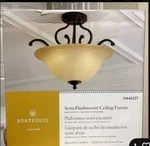 Portfolio Linkhorn 18-IN Iron Stone Traditional Incandescent Semi-flush Light. Fixed Price $55.00.