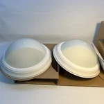 Commercial Electric Flush Mount Twin Pack White Frosted Glass 442616. Fixed Price $16.00.