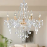 Modern Glass Crystal Chandelier 6 Lights - Candle Pendant Ceiling Fixture. Fixed Price $60.50.