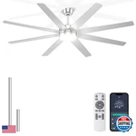 Phylluz 72 Silver Ceiling Fans Lights 8 Blades Large Remote/app. Fixed Price $239.98.